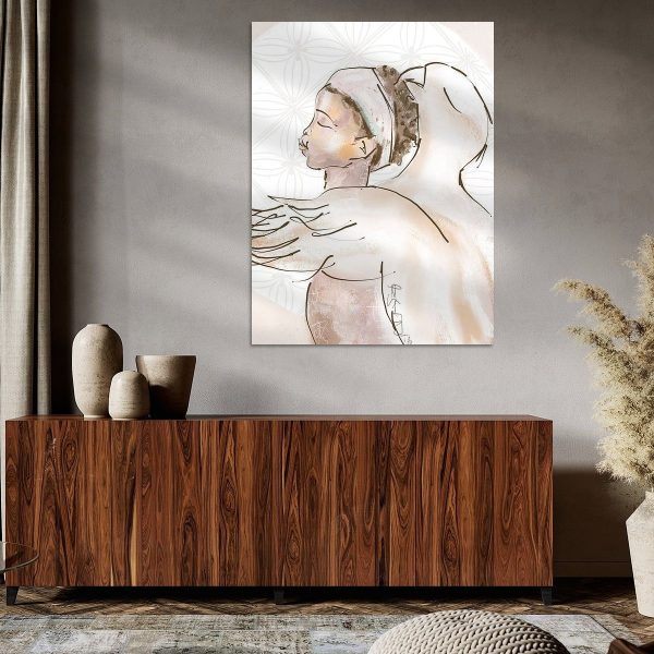 Een schilderij van een vrouw in een kamer met een Arend (ll) en het Meisje l Canvas.